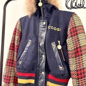 Rare COOGI Womens Navy and Multicolor Puffer Jacket